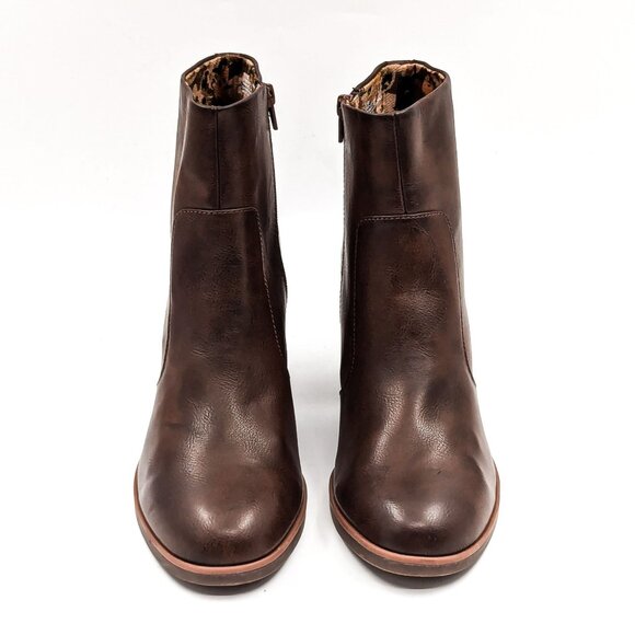 Korks Women Destiny Block Retro Zip Brown Vegan Leather Boots size 11 - Picture 2 of 11